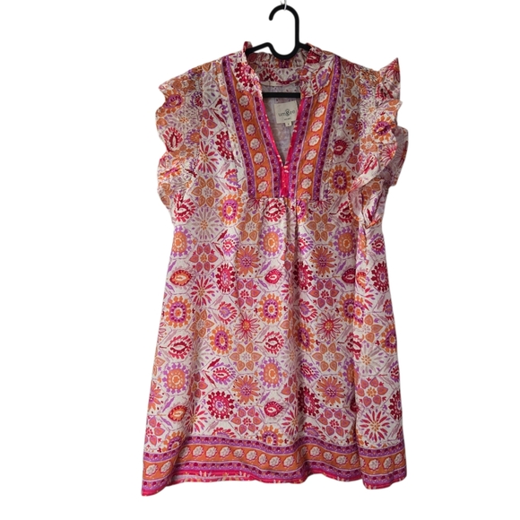 Umgee Dresses & Skirts - Umgee Floral Sunny Days Babydoll Mini Dress Pink Mix Flutter Sleeve Boho
